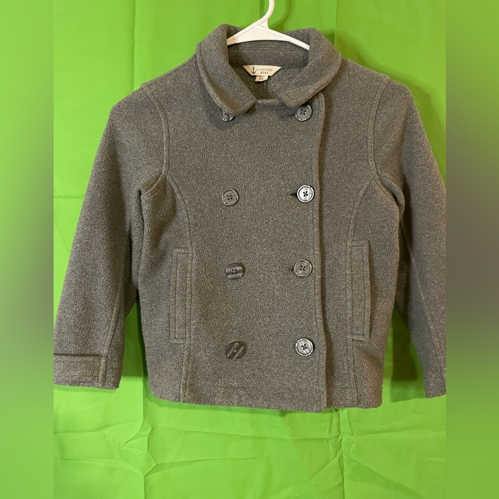 Gray fleece Lands End pea coat